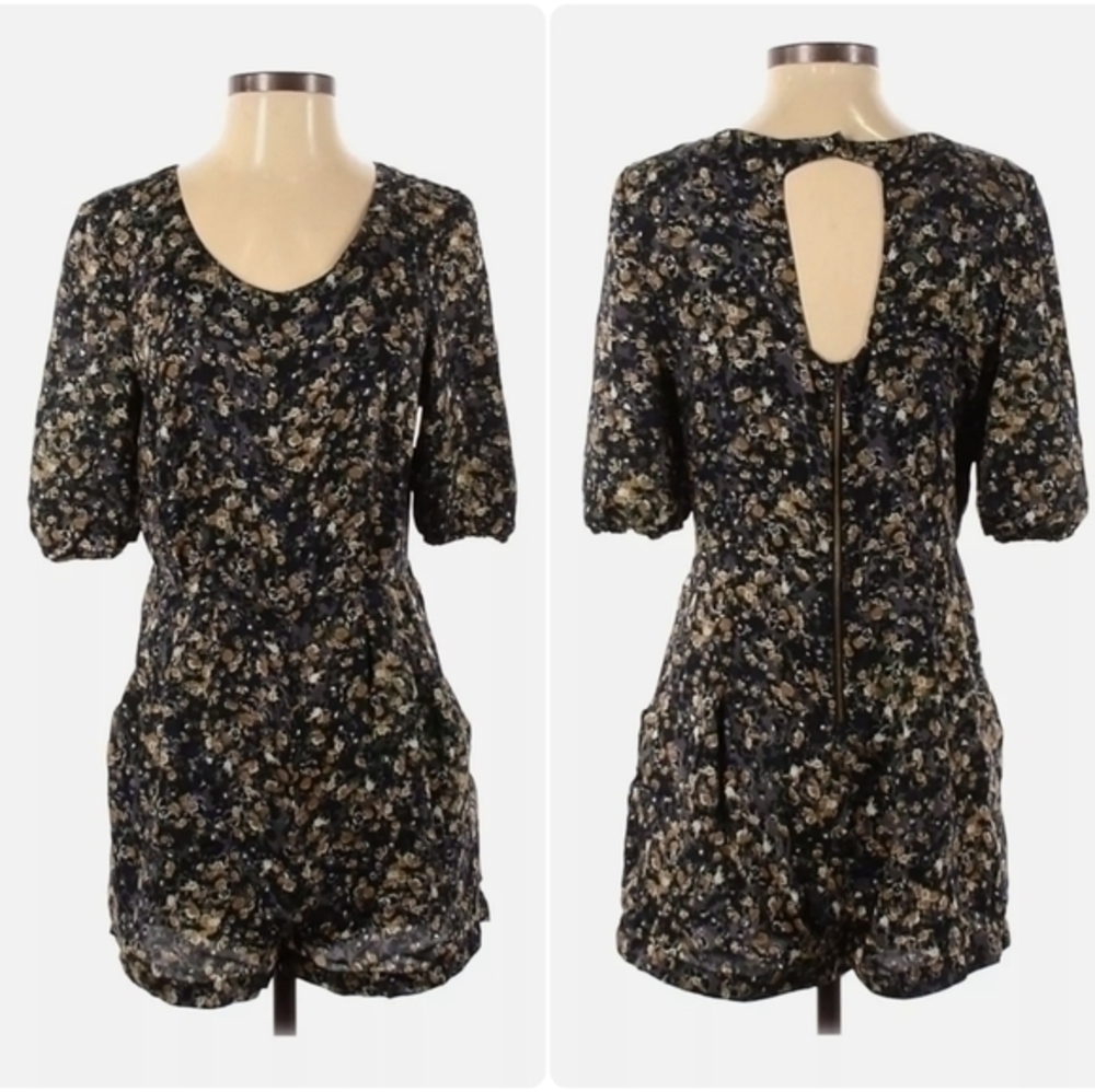 French Connection Black and Gold Romper